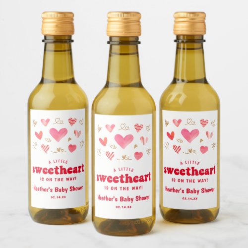 Sweetheart Valentiness Day Baby Shower Mini Wine Label