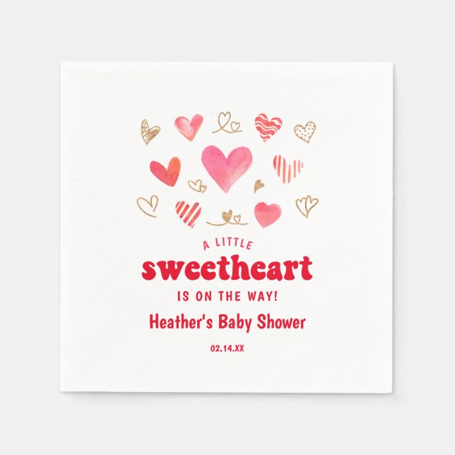 Sweetheart Valentines's Day Baby Shower Napkins (Front)