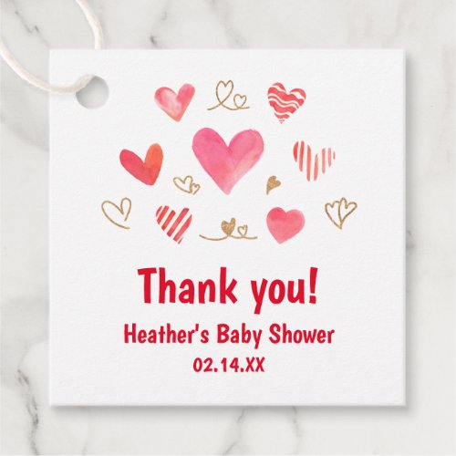 Sweetheart Valentiness Day Baby Shower Thank You Favor Tags