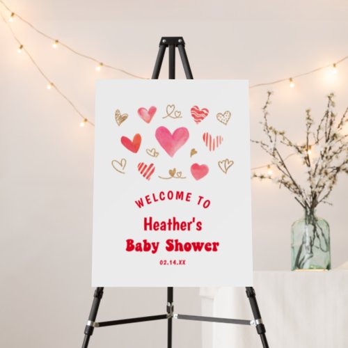 Sweetheart Valentiness Day Baby Shower Welcome Foam Board