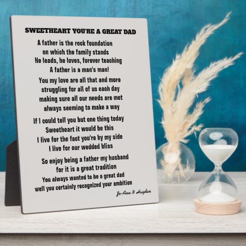 SWEETHEART YOURE A GREAT DAD poem   Gift Box Plaque