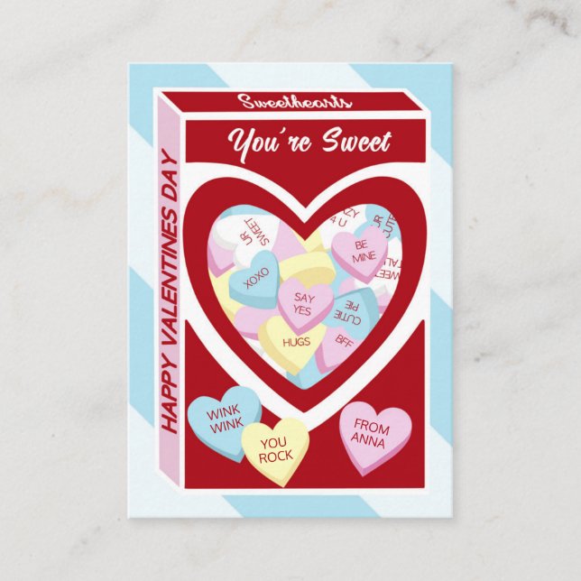 Sweethearts Candy Classroom Valentine's Day Cards (Front)