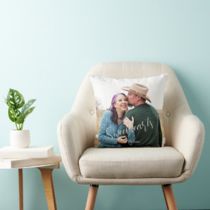 Sweethearts Love Elegant Script Photo Name Throw Pillow