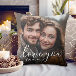 Sweethearts Love You Forever Couple's Photo Throw Pillow<br><div class="desc">A beautiful way to display your love for each other on a custom photo pillow with "love you forever" text written in a modern handwritten font. The back of the pillow is a neutral tan/beige and can be changed to the color of your choice by selecting "edit using design tool"...</div>