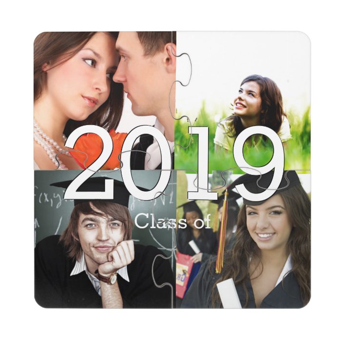 Sweethearts Photos and Custom Text Graduation Puzzle Coaster