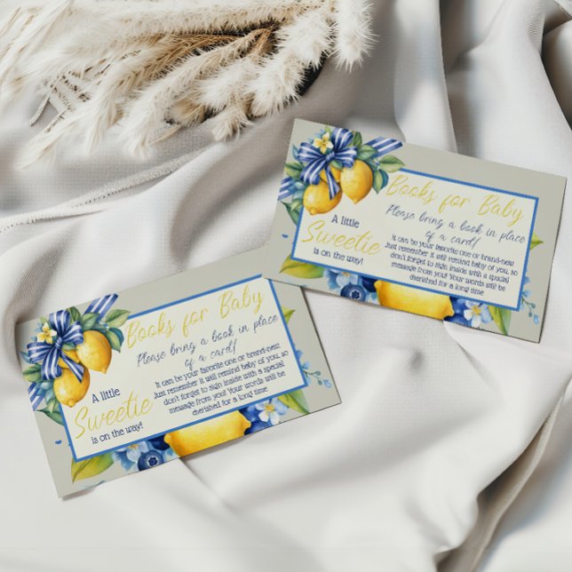 Sweetie Blue Bow Lemon Book for Baby Shower Game Enclosure Card (Creator Uploaded)