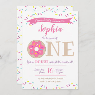 Sweetie Donut Doughnut 1st Birthday Invitation