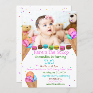 Sweetie ice cream photo ANY AGE birthday party Invitation