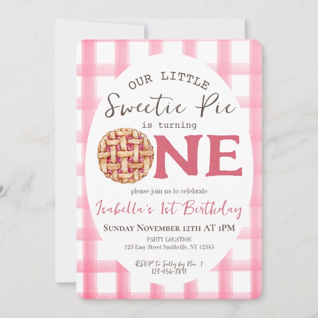 Sweetie Pie 1st Birthday Invitation (Front)