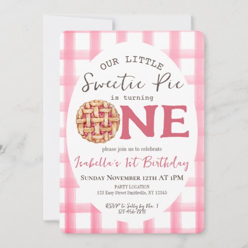 Sweetie Pie 1st Birthday Invitation