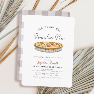 Sweetie Pie Gray Gingham Bridal Shower Invitation