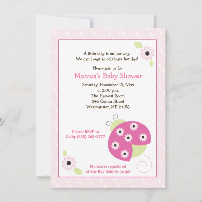 Sweetie Pie Ladybug girl baby shower Invitation (Front)