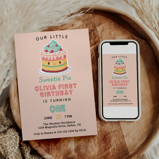 Sweetie Pie - Pi Day 1st Birthday Party  Invitation (Creator Uploaded)