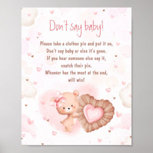 Sweetie Pink Baby Shower Don't Say Baby Game Poster