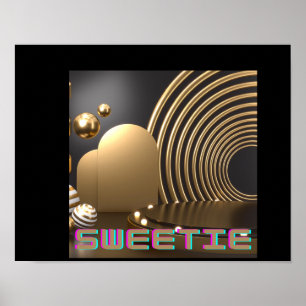 Sweetie Text name Printed with heart shape Poster
