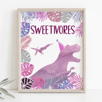 Sweetivores Pink Purple Dinosaur Birthday Sign