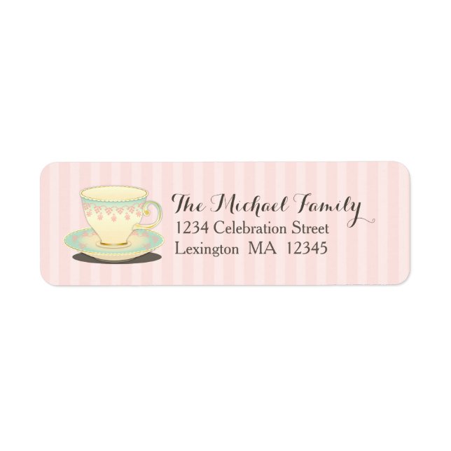 Sweetly Chic Teacup Teabag Party Sticker (Front)