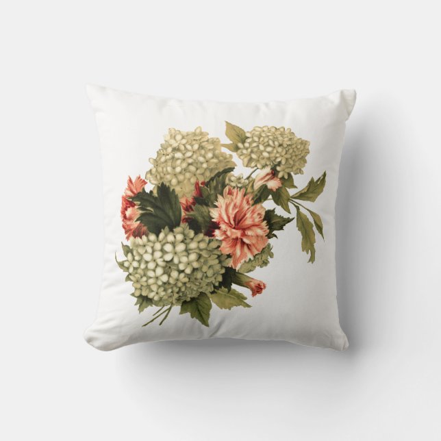 Sweetly Feminine Vintage Bouquet Throw Pillow (Front)
