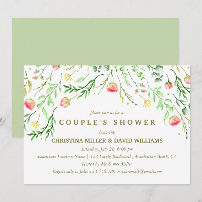 Sweetly Romantic | Floral Wedding Clouple Shower Invitation (Front/Back)