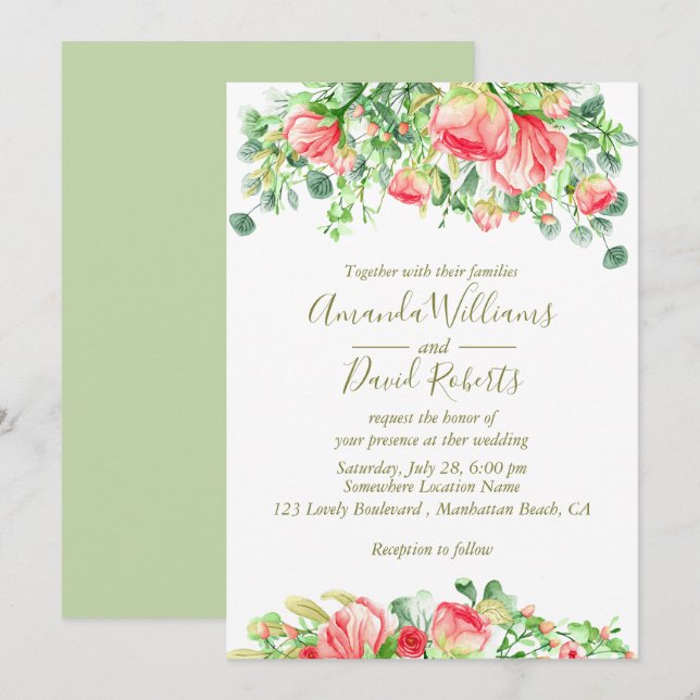Sweetly Romantic | Floral Wedding Invitation (Front/Back)