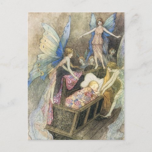 Sweetly Singing Around Thy Bed Print Postcard