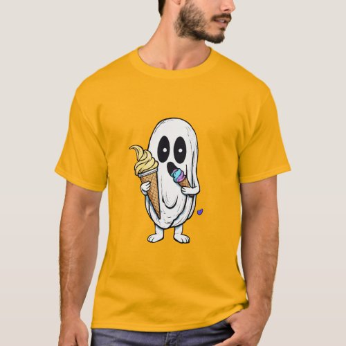 Sweetly Spooky Chillin Ghost with Ice Cream T_Shirt