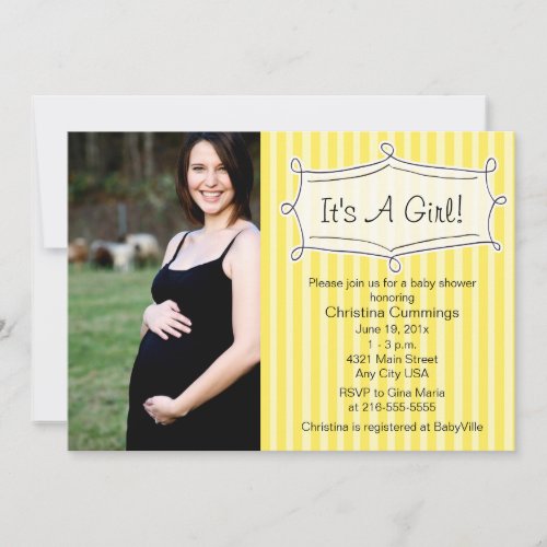 Sweetly Striped Baby Shower Photo Invitation