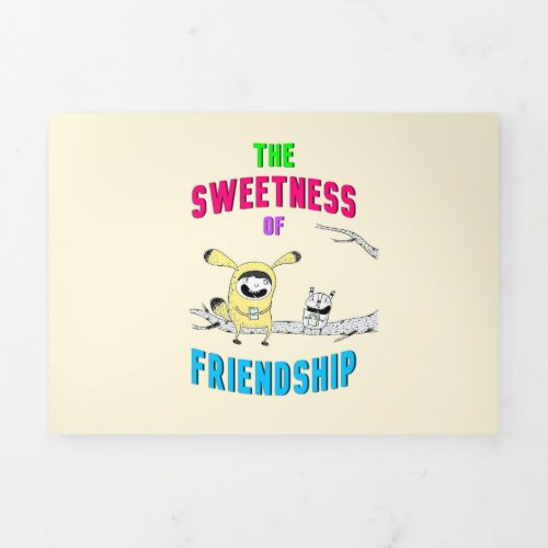 Sweetness Of Friendship Cat July Doodle 30 Friends Tri_Fold Card