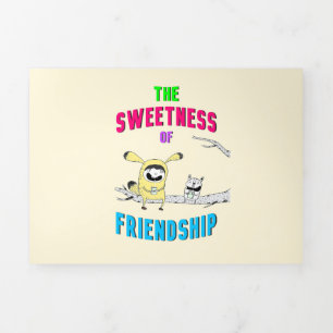 Sweetness Of Friendship Cat July Doodle 30 Friends Tri-Fold Holiday Card