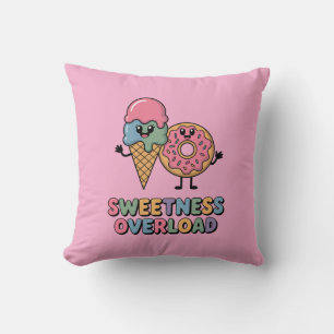 Sweetness Overload Donut & Ice Cream Kids Throw Pillow