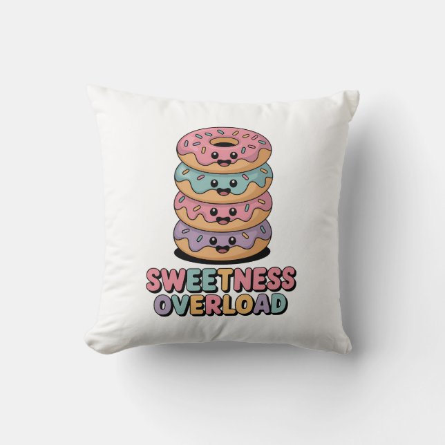 Sweetness Overload | Donut Kids Throw Pillow (Front)