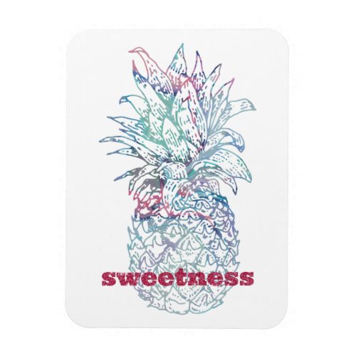 Sweetness Pink and Blue Watercolor Pineapple Magnet