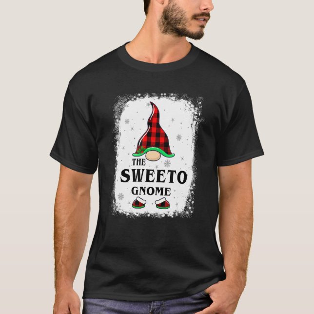 Sweeto Gnome Buffalo Plaid Matching Family Xmas Pa T-Shirt (Front)