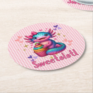 Sweetolotl Vibes Axolotl Cuteness Lovers Round Paper Coaster