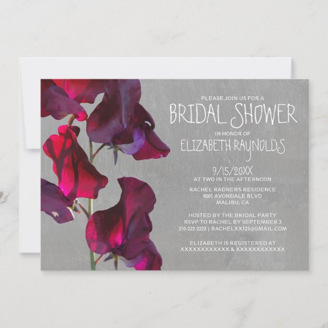 Sweetpea Bridal Shower Invitations (Front)
