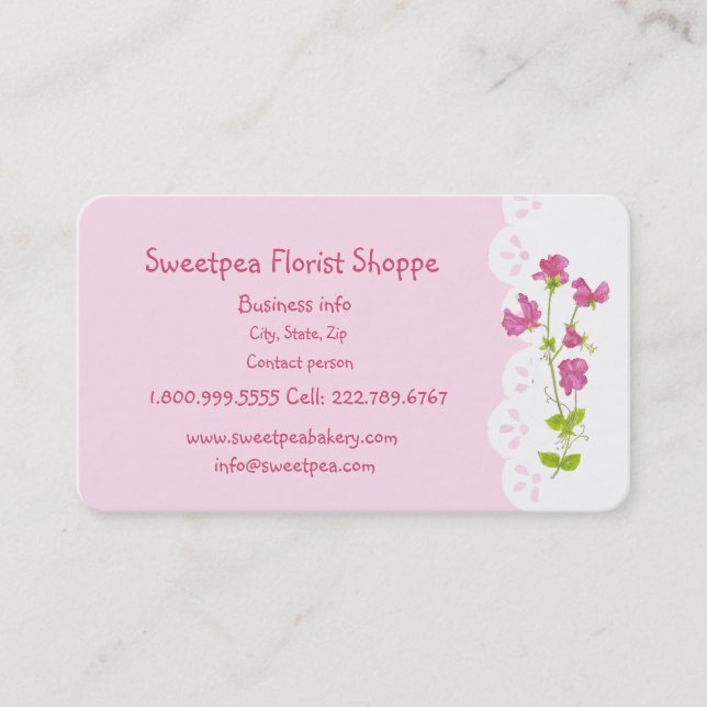 Sweetpea Florist Shoppe Flower Customize Business Card (Front)