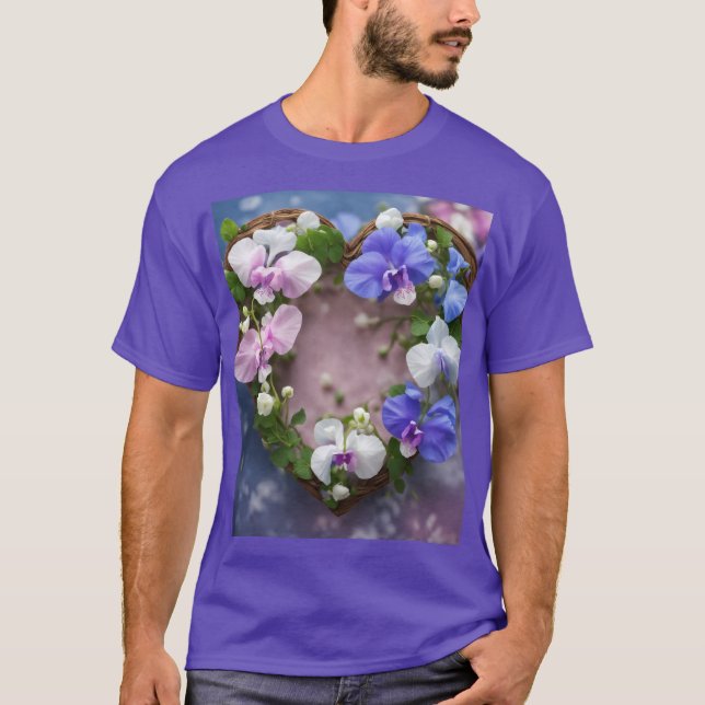 Sweetpea Heart Vine — Basic Dark T-Shirt Design (Front)
