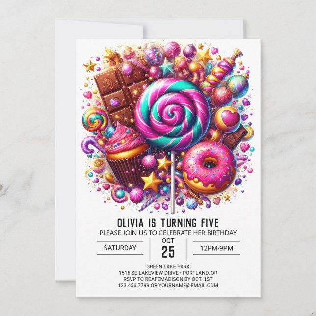 Sweets Adorable Candyland Digital Birthday Invitation (Front)