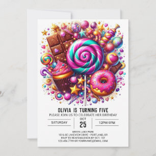 Sweets Adorable Candyland Digital Birthday Invitation