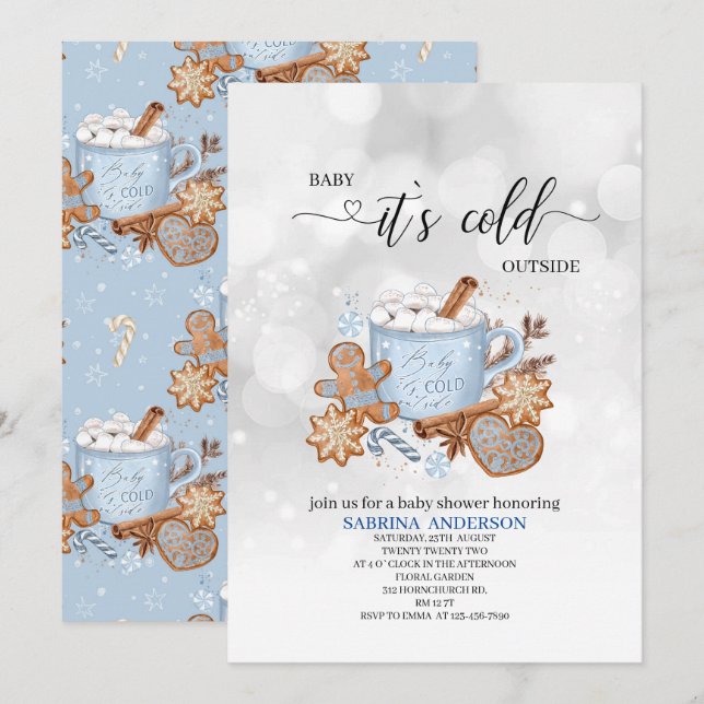 Sweets and Baby it is cold outside  baby shower In Invitation (Front/Back)