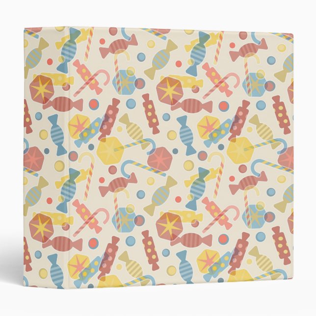 Sweets And Candy Pattern 3 Ring Binder (Front/Spine)