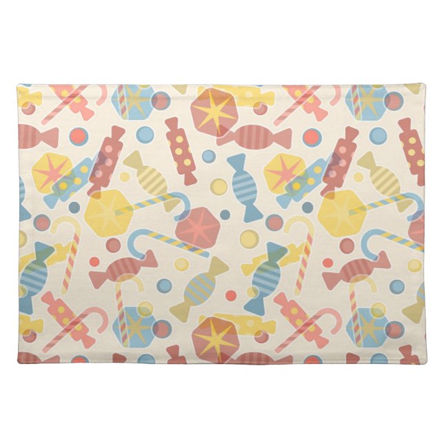 Sweets And Candy Pattern Cloth Placemat (Front)
