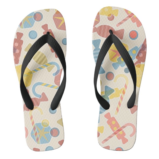 Sweets And Candy Pattern Flip Flops (Footbed)