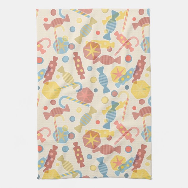 Sweets And Candy Pattern Kitchen Towel (Vertical)