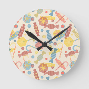 Sweets And Candy Pattern Round Clock