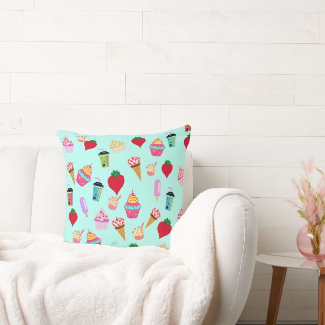 Sweets and Ice-cream Design Throw Pillow (Couch)