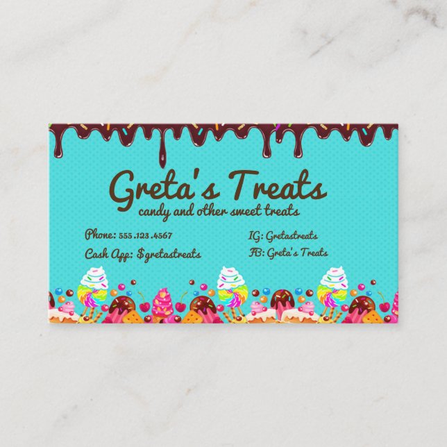 Sweets and Treats Candy Business Card (Front)