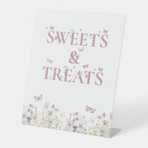 Sweets and Treats Favors Butterfly Floral Garden Pedestal Sign