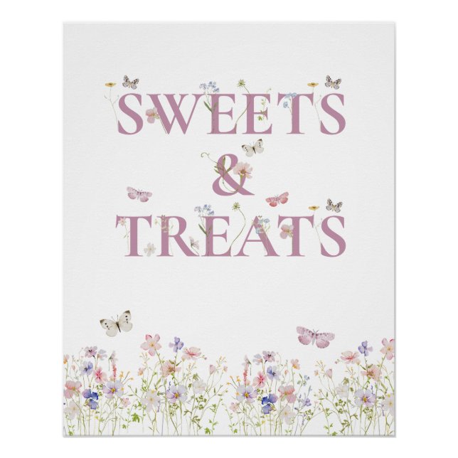 Sweets and Treats Favors Butterfly Floral Garden Poster (Front)