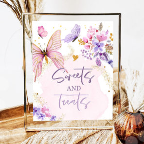 Sweets and Treats Favors Butterfly Floral Garden Poster